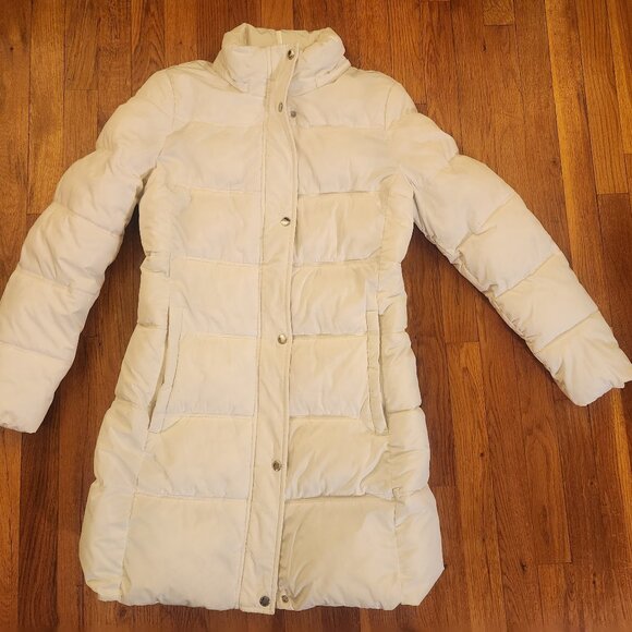 Tommy Hilfiger White Long Puffer Coat Size M No Hood Excellent Condition - Picture 3 of 16